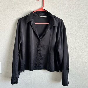 Abercrombie Black Satin Button Down